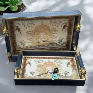 Bandeja de servicio clásica hecha a mano ecológica de madera de un solo nivel, cocina y sala de estar, experiencia de comedor, vajilla, decoración del hogar - Product Image 1