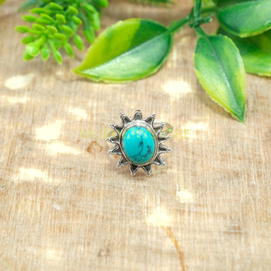 Bague en pierre précieuse turquoise, bague en argent sterling 925, bague faite à la main, design unique, bague statement, bague de promesse, bijoux turquoise, cadeau - Product Image 4