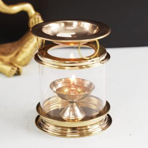 Best Quality Brass Akhand Medium Jyoti Candlestick Holder Elegant <b>Glass</b> <b>Shade</b> Christmas Handmade Eco-Friendly Home Decoration - Product Image 6
