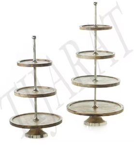 Elegante Mesa hecha a mano, soporte de Base de madera personalizado, soporte para pasteles, taza para magdalenas, herramienta para pasteles, parte superior redondeada decorativa galvanizada - Product Image 3