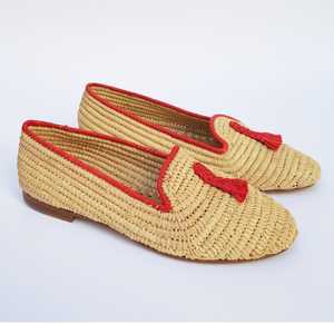 รองเท้า Raffia รองเท้าโลฟเฟอร์แบบแฮนด์เมดรองเท้าฤดูร้อนรองเท้าโมร็อกโกรองเท้าส้นแบนสูงรองเท้าโลฟเฟอร์สไตล์โมร็อกโกธรรมชาติแบบสั่งทำ - Product Image 2
