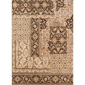 Erbe Hand Knotted <b>Wool</b> Bamboo Silk Rug Beige <b>Brown</b> 10mm Plush Thickness Medallion Rectangle Hallway for Home Use-LRB-1676 - Product Image 1