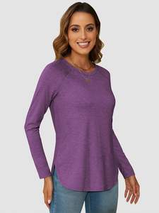 2025 mejor calidad ropa informal de moda mujer camiseta adulto manga larga Mujer camiseta suelta ajuste 100% algodón - Product Image 2