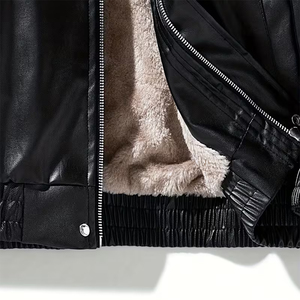 Veste en cuir de qualité supérieure, légère, élégante, à fermeture éclair, grande taille, pour moto, pour hommes - Product Image 5