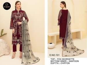 Tendance Vêtements Collection Nouvelle Arrivée Faux Georgette Broderie Travail Salwar Kameez Avec Dupatta À Bon Marché - Product Image 2