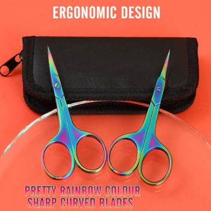 Portable Rainbow <b>Nail</b> <b>Scissors</b> Set Curved Straight Stainless Steel Cuticle Eyebrow Trimming <b>Scissors</b> - Product Image 3