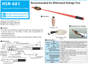 Detector de Voltaje para Media y Baja Tensión HSN-6A2 |   CA/CC 80-7000V |   Resistencia a la prueba de tensión de hasta 21 kV |   Hecho en Japón - Product Image 6