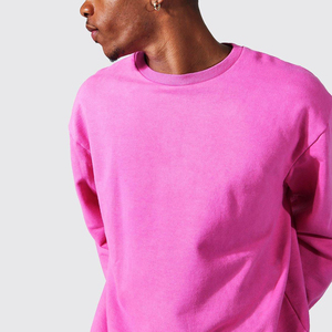 Pull à col rond Basics sweats délavés à l'acide pour hommes Logo personnalisé impression plaine blanc hommes lavé à l'acide sweat uni hommes - Product Image 3