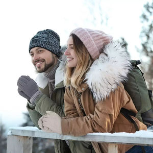 Best & Wecan Jacquard acrylique tricoté gants mitaines pour hommes femmes cyclisme fête en plein air pour écran tactile Compatible hiver magique - Product Image 3