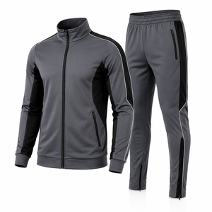 Survêtement de sport personnalisé pour homme en polyester, veste zippée intégrale et pantalon de jogging, tenue de sport pour la course et l'entraînement, OEM ODM - Product Image 6