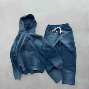 Survêtement pour homme en différentes couleurs, style streetwear, lavage à l'acide, patch brodé personnalisé, fermeture éclair, style sweat à capuche, survêtement en lavage à l'acide pour homme - Product Image 2