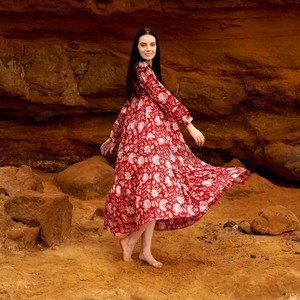 ขายส่งที่กําหนดเองแฟชั่นใหม่ผู้หญิงสาวฤดูร้อนผ้าฝ้ายชุดMaxi Leafพิมพ์ชุดMaxiยาวสวมใส่ชายหาด - Product Image 1