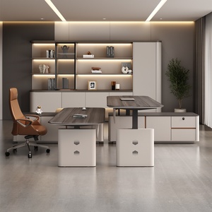 Modern Executive L Shaped Office <b>Desk</b> <b>Solid</b> <b>Wood</b> Dual Motor Electric Height Adjustable Standing Workstation Luxury Commercial - Product Image 3