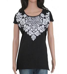 Camisetas con decoración de encaje camiseta de mujer 100% algodón para mujer estampado personalizado 100% algodón suave OEM hecho en la India - Product Image 1