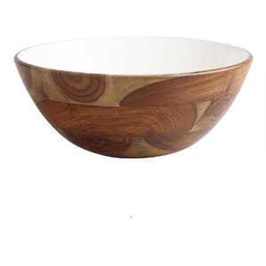 Sirviendo deliciosa comida y postre en el hogar del hotel y restaurantes Cuenco de madera de acacia Cuencos de madera con acabado de nogal - Product Image 4