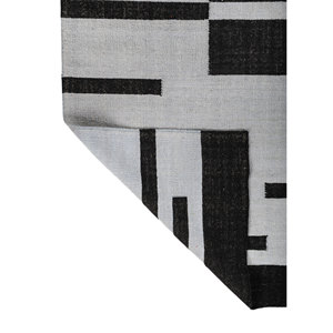 Alfombra de Lana Tejida Plana Indusbar Dwrm-180 Gris Negro, Diseño Geométrico Abstracto Rectangular a Rayas para el Hogar, Alfombra de Yute para Habitación - Product Image 5