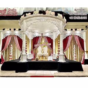 มณฑปมหาราชาสีขาวที่ดีที่สุดสำหรับงานแต่งงานฮินดู ตกแต่งงานแต่งงานฮินดู มณฑปราชมหาราชา งานแต่งงานที่หรูหรา มณฑปมหารานีสีขาว FRP สหรัฐอเมริกา - Product Image 1