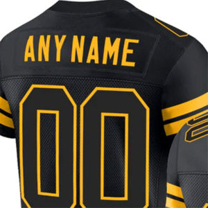 Maillot de football américain noir conçu sur mesure en gros pour hommes et femmes grande taille respirant et taille adulte d'été - Product Image 4