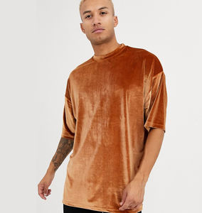 2024 en vrac en gros sur la taille goutte épaule velours poids lourd velours hommes personnalisé blanc plaine t-shirts - Product Image 5