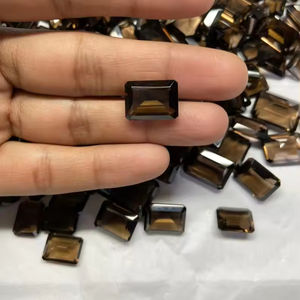 หินควอทซ์ธรรมชาติสีดำแบบสโมควอตซ์ทรงหลวมพลอยรูปแปดเหลี่ยมแท้สีฟ้าสดใสทรงรีเหลี่ยมสำหรับทำเครื่องประดับ - Product Image 1