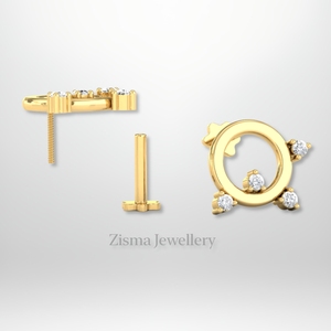 Boucles d'oreilles piercing disque de luxe en or 10K 14K 18K VVS DEF diamants réels et cultivés en laboratoire certifiés GIA IGI vente en gros - Product Image 4