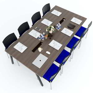 Ministerial <b>Table</b> 240x120cm Plywood Frame and Iron <b>Legs</b> <b>Adjustable</b> PLY System Assembly Required Office Furniture-HBPL010 - Product Image 3