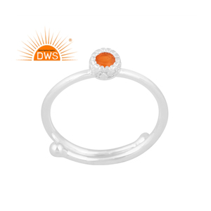 Anillo apilable de piedras preciosas cornalina natural de plata de ley fina de última tendencia, fabricante de joyería personalizada - Product Image 1