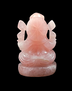 Natural Rose Quartz Ganesha Statue Handmade Through-Carved Pink Environmentally Friendly Feng Shui for Prayer Room Pooja - Product Image 2