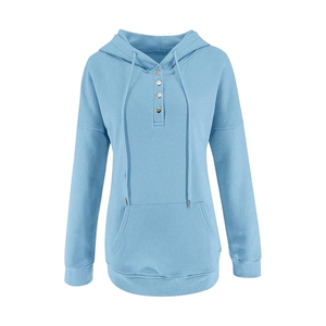 Sudadera de Moda para Mujer, Casual, de Invierno, Color Sólido, Tejida en Spandex/Algodón, 300gsm, Cuello Redondo, con Logotipo Bordado en la Parte Delantera - Product Image 5