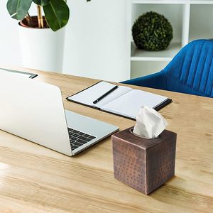 Boîte à mouchoirs carré support de couverture et distributeur accessoires de commode en métal pour bureau salle de bain décor vanité - Product Image 5