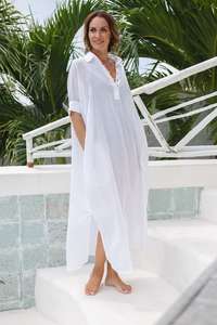 Otoño nuevo casual color sólido Camisa de algodón de manga larga suelta de un solo pecho vestido de Camisa larga de gran tamaño para mujer - Product Image 3