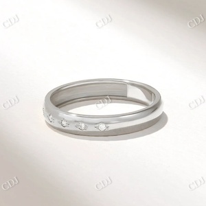 Anillo de boda de diamantes cultivados en laboratorio de lujo de 3,40 MM, anillo apilable minimalista de media eternidad, juego de flush único, bandas de diamantes de laboratorio para ella - Product Image 6