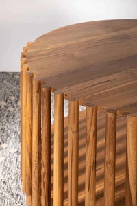 Table basse ronde de thé en bois de conception simple avec 2 étagères, table d'appoint minimaliste de salon à 2 niveaux pour la maison ou le bureau - Product Image 3