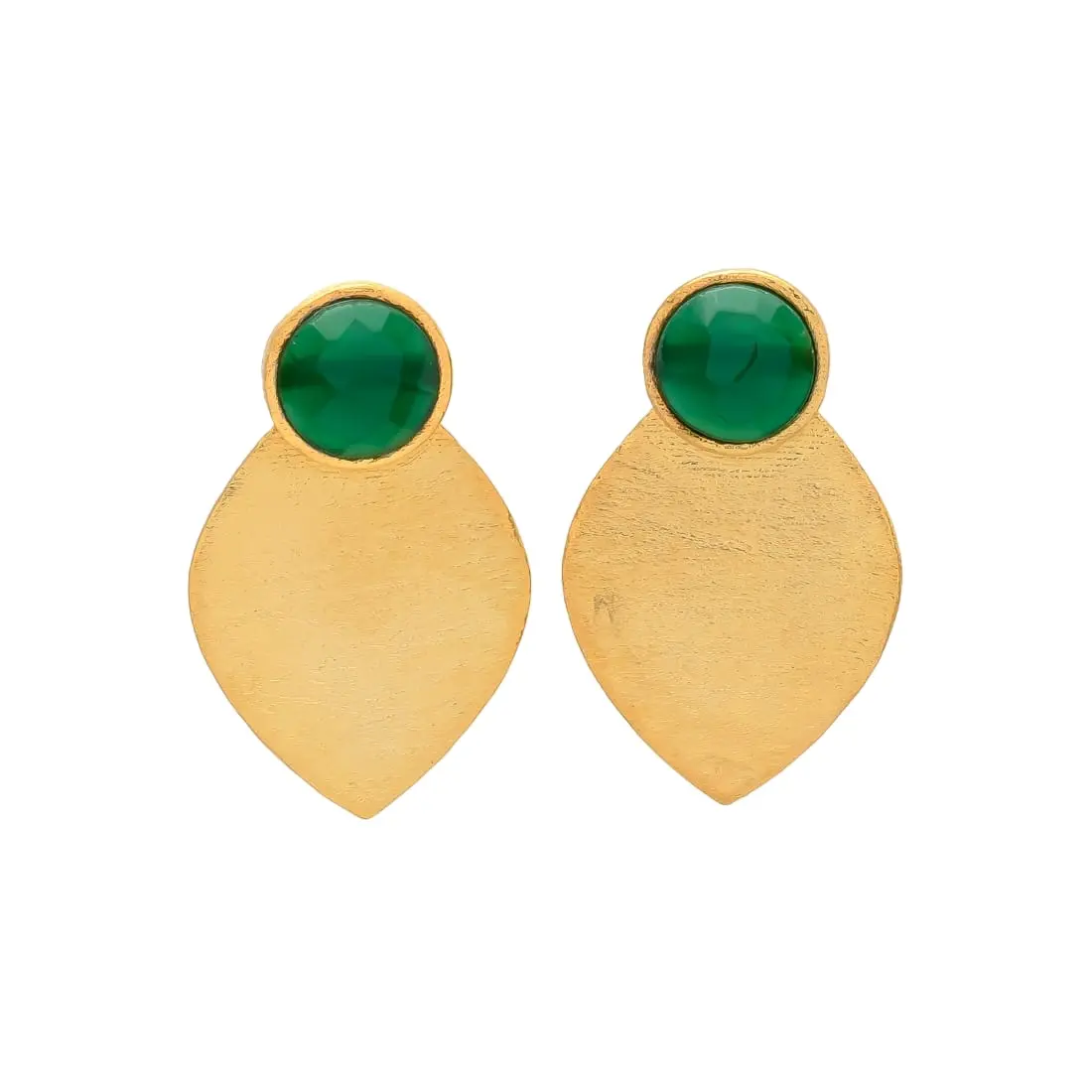 Anting-anting pernyataan hijau dan emas Regal anting-anting daun batu permata hijau zamrud berlapis emas desainer anting-anting untuk wanita