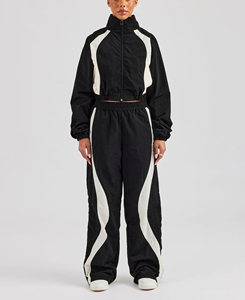 Chándal de Invierno Casual para Mujer, Talla Grande, de Algodón y Felpa, Cortavientos, Transpirable, con Estampado Personalizado, Bordado Sólido y Encaje - Product Image 3