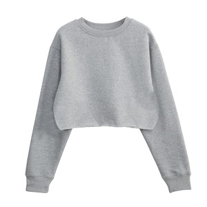Top corto para mujer, sudaderas, ropa de invierno, ropa de manga larga, Top ligero exigido, sudadera sólida, Top corto para mujer, MOQ bajo - Product Image 1