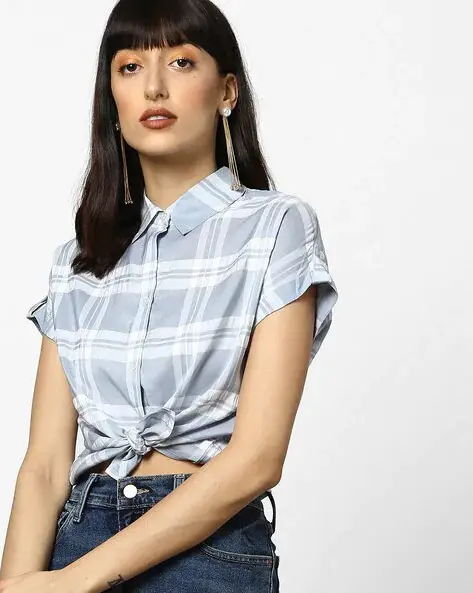 Phụ Nữ Kẻ Sọc Kiểm Tra Thiết Kế Trang Phục Tùy Chỉnh Thời Trang Yoga Mặc Cotton Crop Top Tee Cắt T-Shirt Cotton Phụ Nữ T Áo Sơ Mi Thoáng Khí