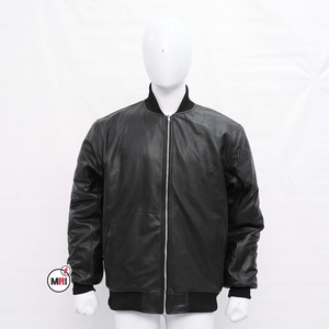 High Quality Plain <b>Leather</b> <b>Jacket</b> <b>Long</b> Sleeves Solid Full Front Zip Up Closure Custom Bomber <b>Leather</b> <b>Jacket</b> For Men - Product Image 1