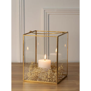 Lanterne en laiton artisanale en gros, porte-bougie avec verre, finition dorée élégante, géométrique en métal, pour la décoration de la maison, des mariages et des événements - Product Image 4