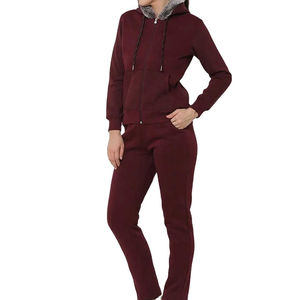 Precio al por mayor de las mujeres 100% algodón con logotipo personalizado chándal Jogger gimnasio chándales en blanco deporte chándal conjunto para el invierno - Product Image 1