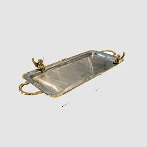 Plateau de service en métal fait main de luxe de couleur personnalisée plateau rond laqué au design agréable pour la décoration intérieure directe Vietnam Factory B2B - Product Image 2