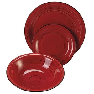 Set da Pranzo di Lusso in Gres a 3 Pezzi Lipari Rosso, Stoviglie Ecologiche con Motivo Personalizzabile, Lavabili in Lavastoviglie e Utilizzabili nel Microonde - Product Image 1