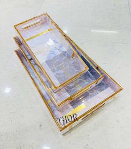 3 Paquetes de bandejas de madera para servir anidadas bandejas de cocina bandejas de madera de forma Rectangular para cocina desayuno fiesta - Product Image 6