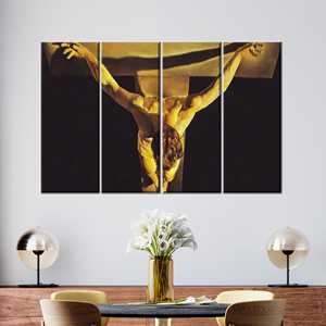 ภาพพิมพ์บนผ้าใบลายการตรึงกางเขนของซัลวาดอร์ ดาลี ที่งดงามสำหรับการตกแต่งแบบคริสเตียน,4P: ห่อหุ้มอย่างดี - Product Image 1