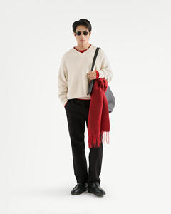 Sweat-shirt à manches longues pour homme, col en V, en coton rayonne tricoté, coupe ample, logo personnalisé brodé, écologique, usage intensif - Product Image 3