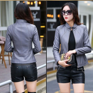 Chaqueta de cuero informal para mujer con cremallera manga larga prendas de vestir exteriores elegantes perfectas para trajes de Otoño Invierno - Product Image 4