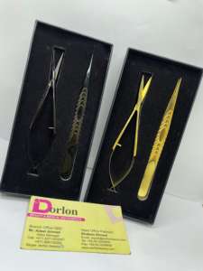 Pince à épiler professionnelle en acier inoxydable, extension de faux cils au plasma noir plaqué or, logo personnalisé, ressort de cils incurvé - Product Image 4