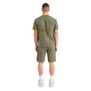 Custom Men's <b>Olive</b> <b>Green</b> Solid Casual <b>T</b>-<b>Shirt</b> & Shorts Set Stylish Summer Wear Co-Ord with Contrast Piping for Daily/Lounge Use - Product Image 6