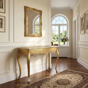 Table console dorée Table de couloir en bois antique Table d'entrée en bois pour meubler Reproduction antique Meubles de maison et d'hôtel - Product Image 1