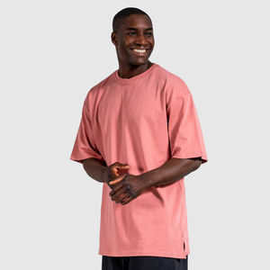 T-shirt surdimensionné 100% coton pour homme Streetwear anti-rides à épaules tombantes avec logo personnalisé Hip Hop grande taille - Product Image 2